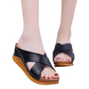 Thick-Bottomed Muffin Wedge Sandals, Shoe Size:38(Black)