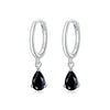 S925 Sterling Silver Water Drop Zircon Women Earrings(Black)