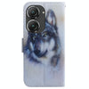 For Asus Zenfone 9 Coloured Drawing Leather Phone Case(White Wolf)