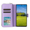 For Samsung Galaxy S23 Ultra 5G Nine-card Slots Zipper Wallet Bag Leather Phone Case(Purple)