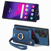 For Samsung Galaxy S25 Ultra 5G Retro Skin-feel Ring Multi-card Wallet Phone Case(Blue)