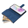 For Samsung Galaxy A26 5G Multifunctional Frosted Zipper Wallet Leather Phone Case(Blue)