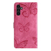 For Samsung Galaxy A56 5G Skin-feel Embossed Butterfly Leather Phone Case(Rose Red)