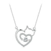 Sterling Silver S925 Zircon Cute Cat Necklace Jewelry