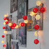 20 LEDs Rattan Balls Lights Fairy Holiday Christmas Outdoor LED Decorative Lamp, Style:4m Battery Style(Coffee +White)