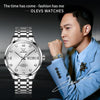 OLEVS 9946 Men Diamond Roman Scale Waterproof Quartz Watch(White + Silver)