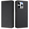 For iPhone 13 Pro RC01 Dual-Folded Magnetic Suction RFID Leather Phone Case(Black)
