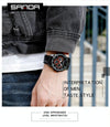 SANDA 5009 Business Fashion Three Eye Six Needle Casual Leather Waterproof Men Quartz Watch(Black  Mesh Belt)