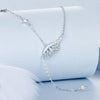 S925 Sterling Silver Platinum-plated Wing Feather Clavicle Necklace(BSN395)