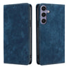 For Samsung Galaxy S25+ 5G RFID Anti-theft Brush Magnetic Leather Phone Case(Blue)
