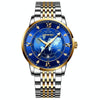 BINBOND B1117 30M Waterproof Earth Dial Butterfly Buckle Luminous Quartz Watch(Inter-gold-Blue)