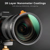 K&F CONCEPT KF01.2012 Nano-X Series 82mm ND3~ND1000 Ultra-thin Adjustable ND Filter HD Anti-Reflection Green Film With Lever