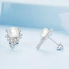 BSE761 Sterling Silver S925 White Gold Plated Zirconia Bead Earrings