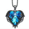 Women Fashion Angel Wings Crystals Heart Necklaces(Black Gold and Blue)