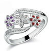 Tricolor Flower Fashion Color Tail Diamond Ring(8)
