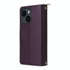 For iPhone 14 / 13 Nine-card Slots Zipper Wallet Bag Leather Phone Case(Dark Purple)