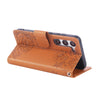 For Samsung Galaxy S23 5G Rose Flower Embossed 3-Card Slots Leather Phone Case(Brown)