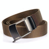 AWMN Men Nylon Cutout Automatic Buckle Toothless Belt, Length: 120cm(Brown)