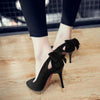 Women Shoes Bow Pointed Toe Stiletto Heels, Size:38(Black)