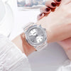SkMEI 1553 Women LED Color Light Transparent Waterproof Watch Inlaid With Water Drill(Silvery)