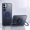 For Samsung Galaxy S25+ 5G Frosted MagSafe Phone Case with 360 Degree Rotating Holder(Blue)
