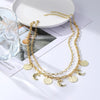 N2211-4 Double-layer Moon Female Necklace Simple Multi-Pendant Necklace