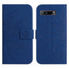 For Asus ROG Phone 3 ZS661KS Skin Feel Sun Flower Pattern Flip Leather Phone Case with Lanyard(Dark Blue)