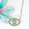 Angel Eyes Pendant Layered Necklace, Model: N2106-7 Hot Diamond Blue-green Color