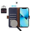 For Samsung Galaxy A36 Magnetic Crazy Horse Texture Genuine Leather RFID Phone Case(Blue)