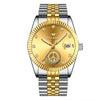 FNGEEN 7010 Middle-Aged and Elderly Men Luminous Calendar Quartz Watch(Between Gold Golden Surface)