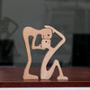 Wooden Human Dog Ornaments Office Home Wood Carving Decoration(B42)