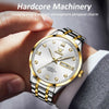 OLEVS 9946 Men Diamond Roman Scale Waterproof Quartz Watch(White + Gold)