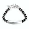 OPK GS1552 Stainless Steel Onyx Beaded Bracelet, Color: Steel Color