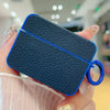 For AirPods Pro 2 Litchi Texture Leather Sticker Earphones Protective Case(Dark Blue)