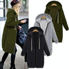 Women Hooded Long Sleeved Sweater In The Long Coat, Size:S(Blue)