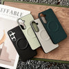 For Samsung Galaxy S25 5G Magsafe Magnetic Plain Leather Phone Case(Dark Green)