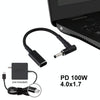 PD 100W 18.5-20V 4.0 x 1.35mm Elbow to USB-C / Type-C Adapter Nylon Braid Cable