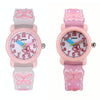 JNEW A335-86228 Children Cartoon 3D Love Butterfly Silicone Waterproof Quartz Watch(Pink Shell White Belt)