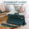 For Samsung Galaxy A56 5G YM016 Rhombic Zipper Card Wallet Leather Phone Case with Lanyard(Green)