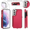 For Samsung Galaxy S22 5G Double Flap Zipper RFID Leather Phone Case with Short Lanyard(Red)