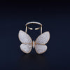Fashion Adjustable Butterfly Shape Ring with Diamond Women Jewelry, Ring Size:7(Champagne gold)