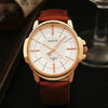 358 YAZOLE Men Fashion Business Waterproof Leather Band Quartz Wrist Watch(Brown)