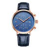 Ochstin 5076D Multifunctional Business Leather Waterproof Luminous Quartz Watch(Rose Gold+Blue)