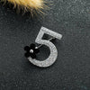 Digital 5 Small Flower Individual Creative Brooch(Silver Black)