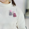 12PCS Cute Mini Knitted Hairball Hat Brooch Sweater Pins Badge(Pink)