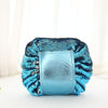 Large Capacity Lazy Cosmetic Bag Sequin Makeup Bag Drawstring Storage Bag(Blue Pink)