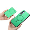 For Samsung Galaxy F15 / M15 Retro Cross Leather Ring Side Insert Card Bag MagSafe Phone Case(Green)