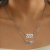 2 In 1 Angel Lucky Numbers Layered Necklace Set Women Collarbone Chain Jewelry, Style: Angel+3 Silver