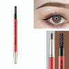 GECOMO Automatic Rotation Double-Headed Eyebrow Pencil With Eyebrow Card And Replacement Refills Waterproof And Non-Smudged(1 Deep Brown)