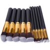10 PCS Makeup Brushes Set Makeup Tool Powder Eyeshadow Pencil Cosmetic Set (Black Silver)